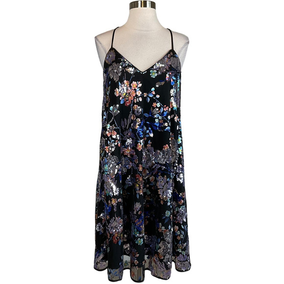 Laundry By Shelli Segal Dresses & Skirts - Laundry by Shelli Segal Women's Cocktail Dress Size 14 Black Sequin Floral Shift